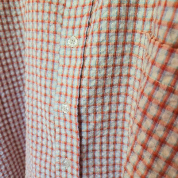 Men's 3X BLACK ICE red, blue and white plaid, short sleeve seersucker shirt - Picture 5 of 7